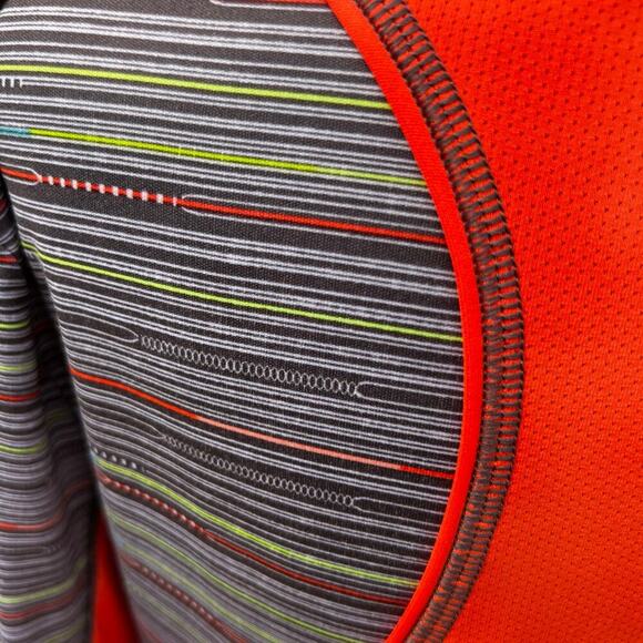 FILA women’s M running, long sleeve striped top, orange gray - Picture 5 of 8